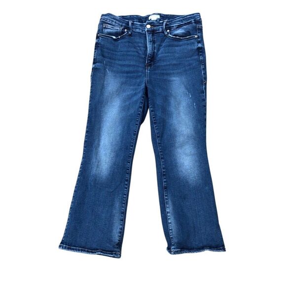 Good American Size 15 34x25 Good Legs Cropped Mini Boot Cut Stretch Blue Jeans - Picture 1 of 8